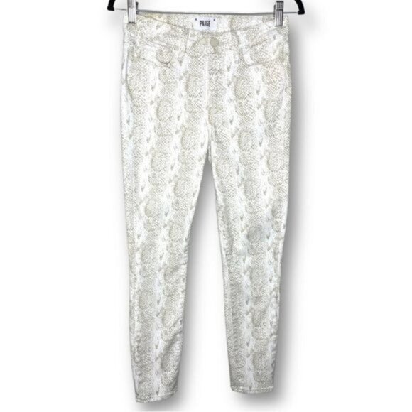 Paige Sz 27 Hoxton Ankle White Tan Sonoran Snake Lyocell Blend Skinny Jeans $239 - Picture 1 of 10